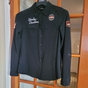 Authentic Harley Davidson Small Black Snap Button